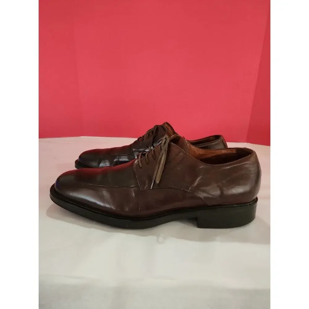 Johnston And Murphy Men's 10 M Handcrafted Italy Leather Oxford brown Shoes
